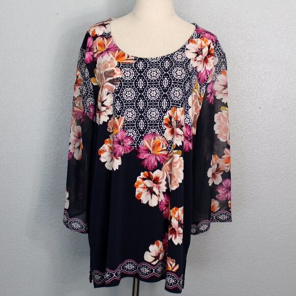 Gorgeous JM Collection Floral Tunic Size XL - Picture 3 of 12